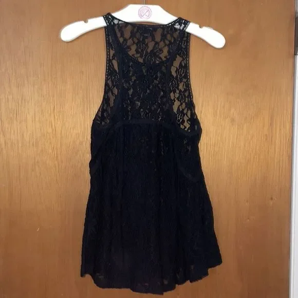 •EXPRESS• black Racerback sheer with roses 🌹 high neck tank top on size XS - Picture 6 of 6